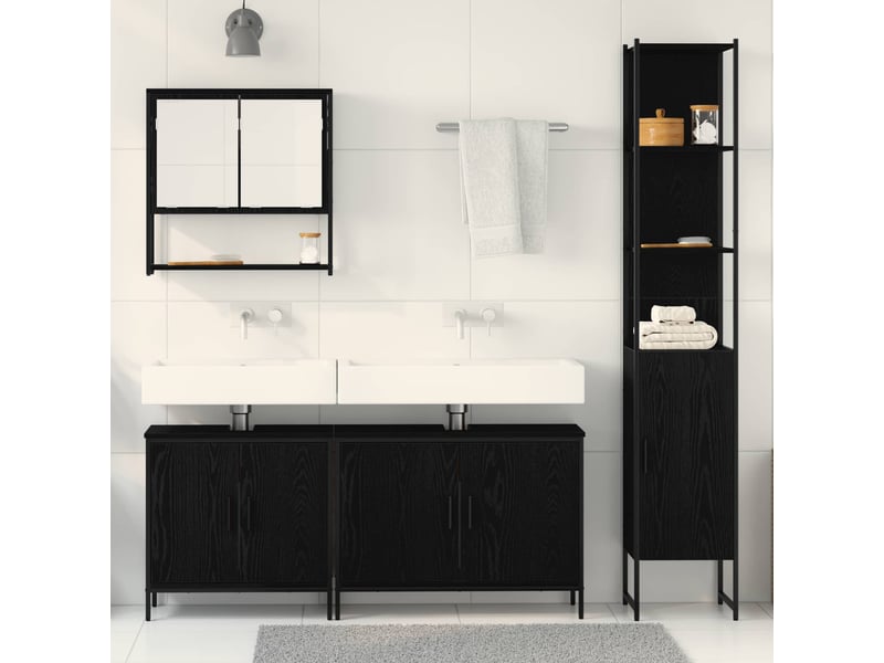  Ensemble de mobilier de salle de bain 4 pc noir cf64532  - Conforama D
