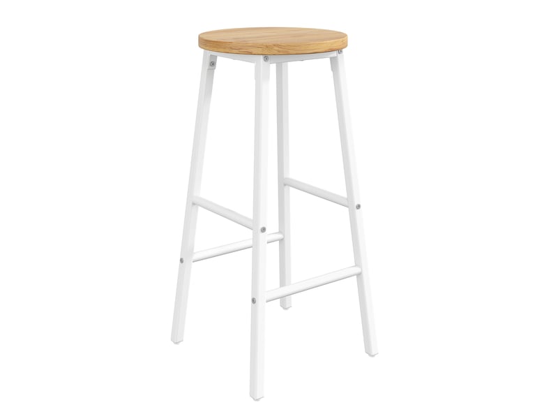  Lot de 2 tabourets de bar,30x30x63 cm,avec repose-pieds,mdf et métal,blanc  - Conforama D