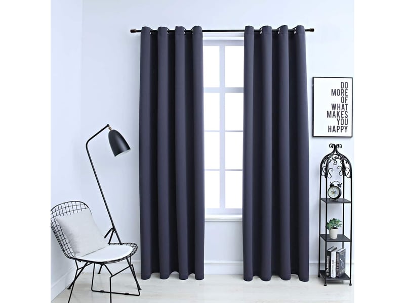  Lot de 2 rideaux occultants, rideaux black-out avec anneaux métal anthracite 140x245cm cf44859  - Conforama B