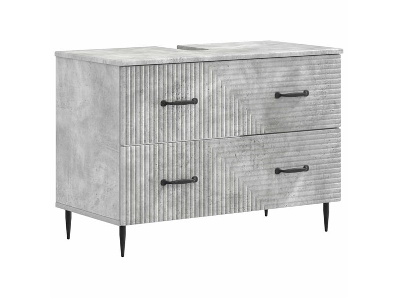  Ensemble de 2 meubles de salle de bain haarlem gris béton cf63165  - Conforama C