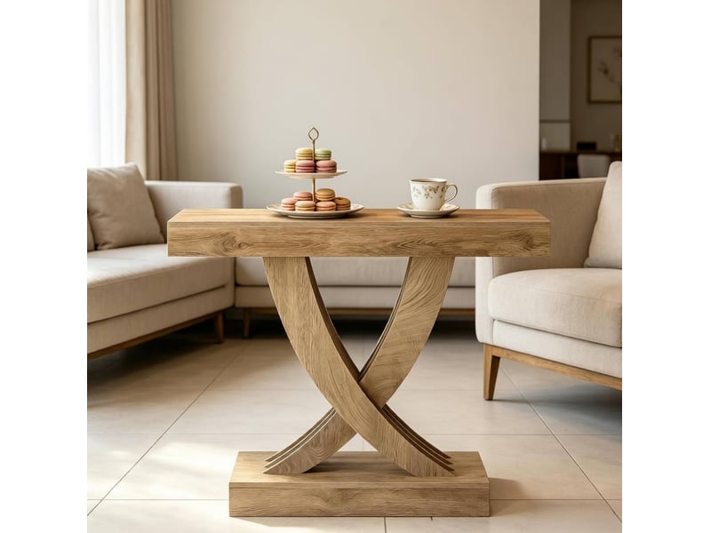  Table console marron 110 x 30 x 85 cm en mdf avec piètement en x pour entrée  - Conforama E