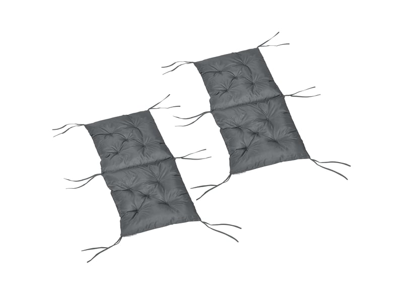  Lot de 2 coussins de chaise 50 x 98 x 8 cm avec dossier et 6 cordons de fixation, pour jardin, terrasse ou balcon, gris foncé.  - Conforama B