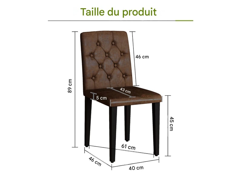  Lot de 4 chaises de salle à manger en tissu brun, pieds en métal noir W3658P405579 - Conforama C