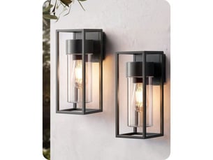 Applique murale moderne exterieur interieur aluminium noir ip44 e27 lot de 2