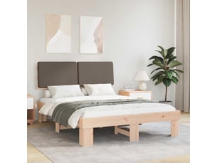 Lit adulte, lit double, cadre de lit avec tête de lit rembourrée taupe 160x200cm cf4010