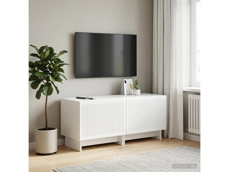  Meuble tv - banc tv - meuble de rangement blanc brillant bois d'ingénierie  - Conforama B
