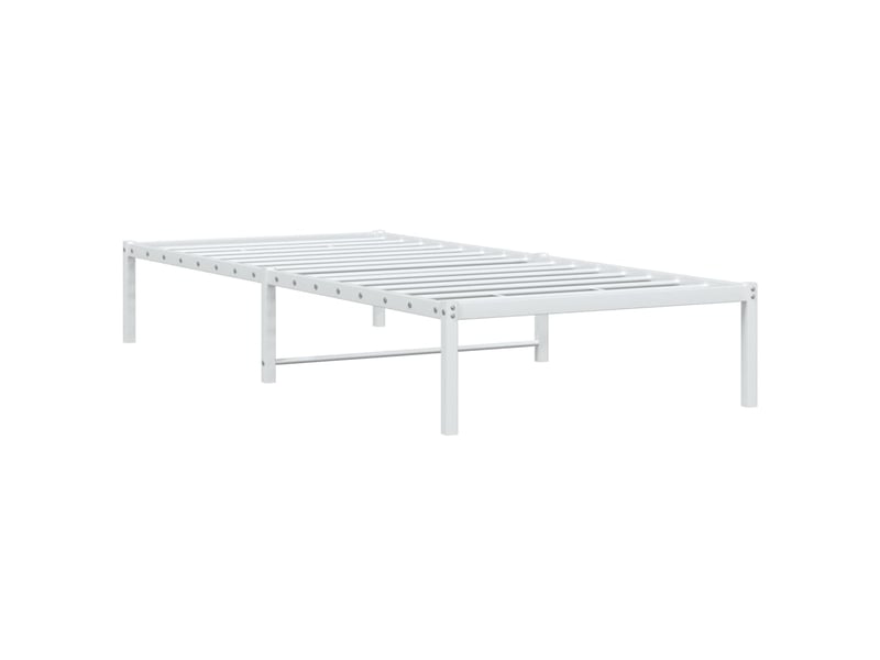  Lit simple- lit adulte -  cadre de lit métal sans matelas blanc 90x190 cm  - Conforama C