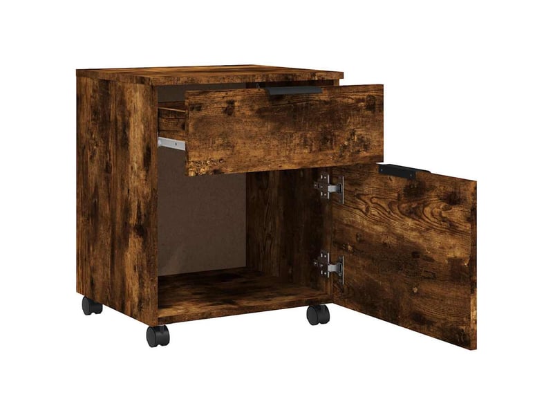  Caisson de bureau, classeur mobile avec roues chêne fumé 45x38x54 cm bois  - Conforama D