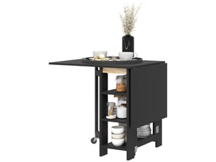 Table de cuisine table de salle à manger pliable amovible 3 étagères 2 abattants design moderne 120 x 60 x 75 cm noir
