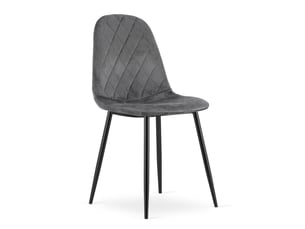 Chaise - leobert - asti - velours gris foncé - 44,5 x 50,5 x 87,5 cm - lot de 3