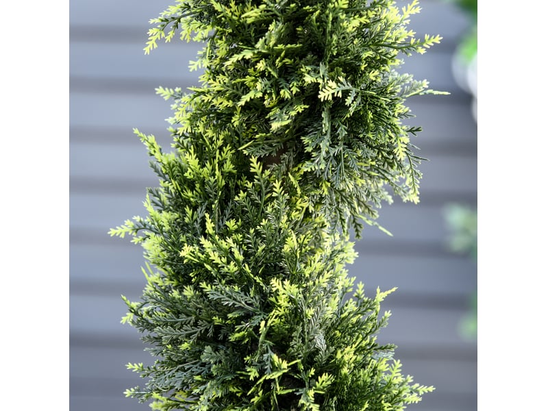  Lot de 2 plantes artificielles cèdre spiralé 90 cm – vert – pots noirs inclus, usage intérieur extérieur  - Conforama D