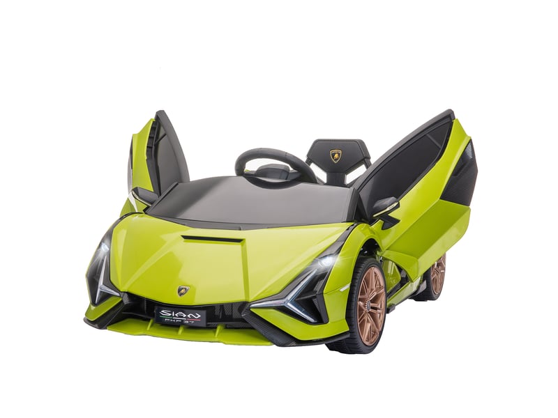  Voiture électrique enfants de sport véhicule électrique lamborghini sian 12 v - v. Max. 5 kmh avec télécommande 2,4g effets sonores + lumineux vert  - Conforama A
