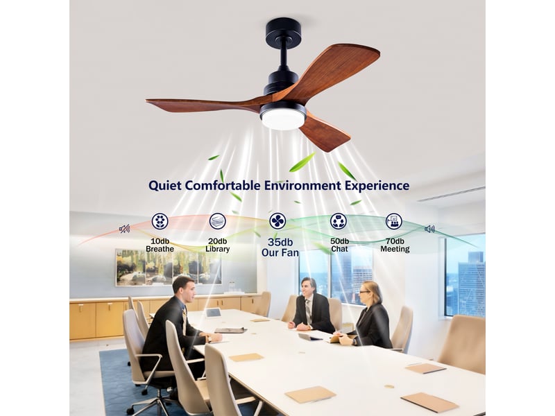  Ventilateur de plafond 42 avec éclairage, moteur dc, télécommande 6 vitesses, fonction réversible, intensité réglable  - Conforama D