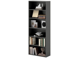 Bibliothèque étagère de rangement 6 niveaux avec étagères réglables pour salon, chambre, bureau, 60x24x158,5cm, noir