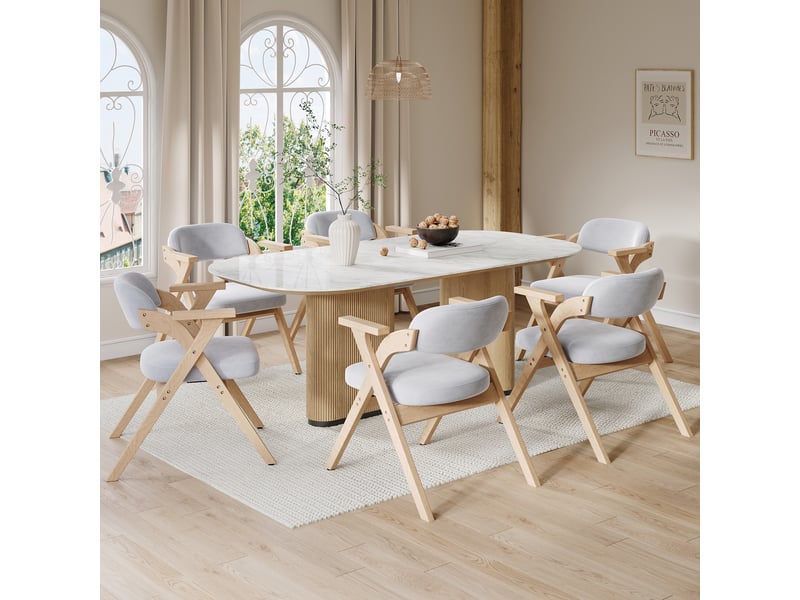 Lot de 4 chaises pliantes en bois massif avec coussins velours gris – parfaites pour salle à manger et café - Conforama E