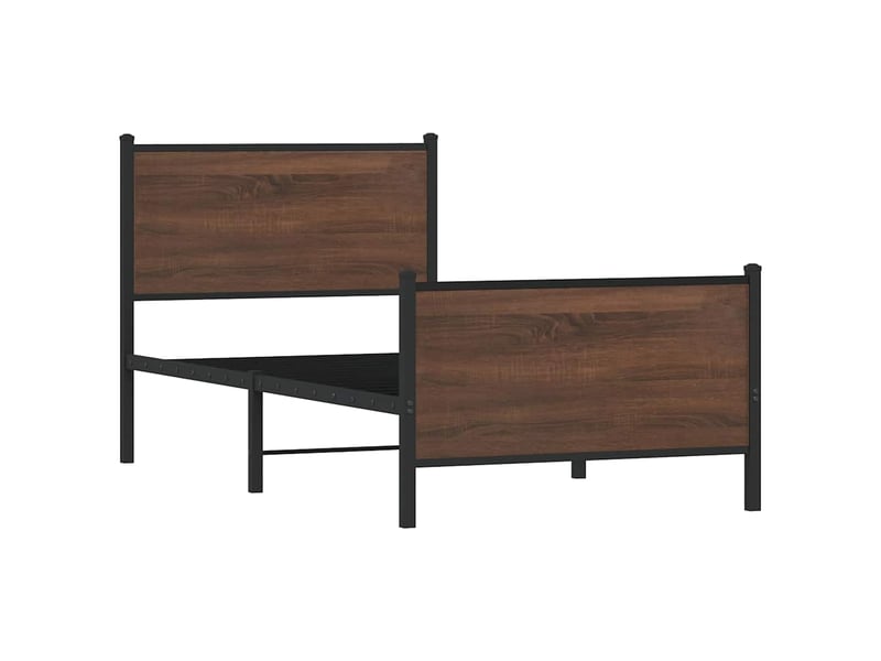  Lit simple- lit adulte -  cadre de lit en métal sans matelas chêne marron 80x200 cm  - Conforama B