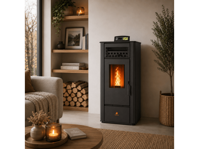 Poêle à granulés étanche emma 6 kw + télécommande - noir - Conforama E