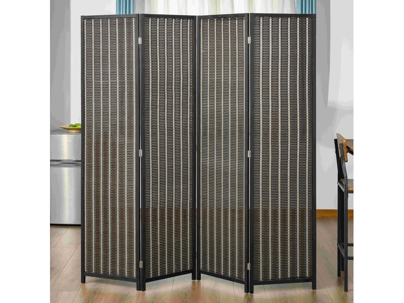Paravent pliable 4 panneaux 180 x 180 cm – marron – séparation d'espace avec pieds surélevés stables - Conforama B
