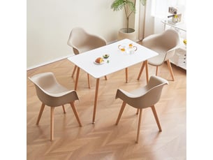 Lot de 4 chaises de salle à manger -pieds en hêtre - chaises de salle à manger scandinaves - beige