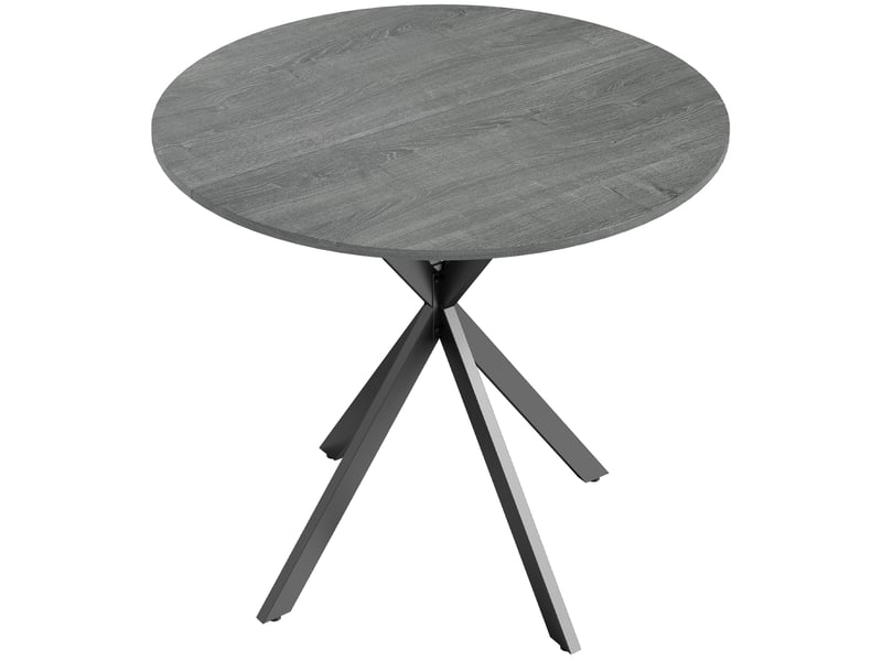  Table à manger ronde pour 2 personnes avec plateau aspect bois et croisé piètement en acier, gris  - Conforama B