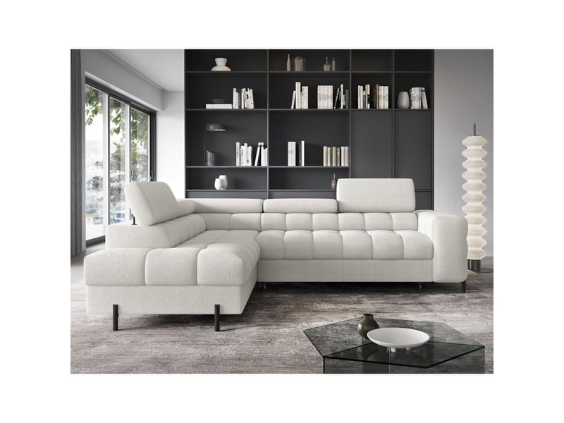  Canapé ferrum blanc alpin convertible 5 places angle gauche méridienne confort 276x93x200cm  - Conforama E