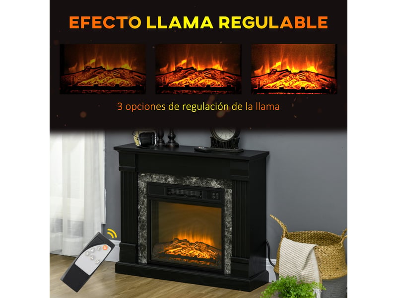  Cheminée électrique 1800 w, effet flamme 3d, thermostat, minuterie, noire 80 x 21,6 x 67,8 cm  - Conforama R