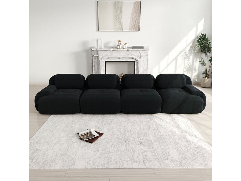  Canapé modulaire modenvie 4 places en velours côtelé noir 388 x 103 x 70 cm sans cadre  - Conforama B