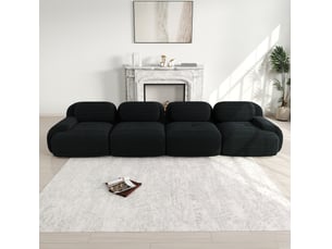 Canapé modulaire modenvie 4 places en velours côtelé noir 388 x 103 x 70 cm sans cadre