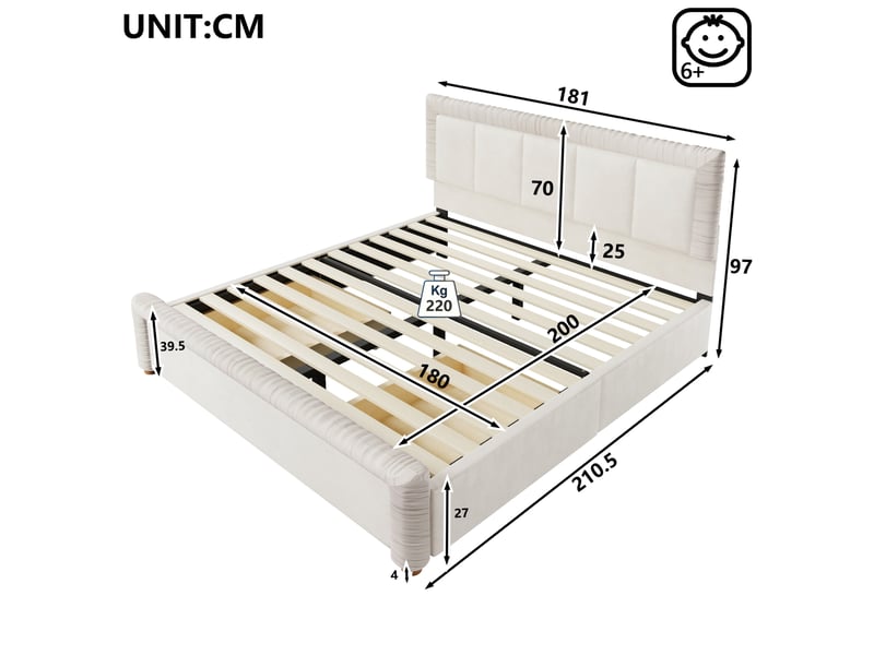  Lit double 180x200 avec 2 tiroirs de rangement evryae  - Conforama E