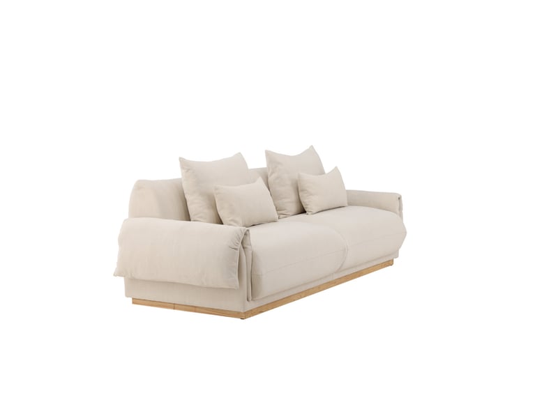  Canapé 3 places effet lin mollosund 237cm beige  - Conforama D