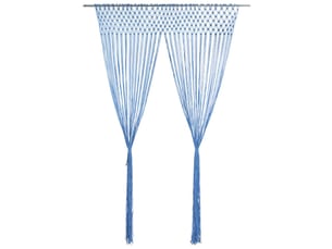 Rideau en macramé, rideau de porte bleu 140x240 cm coton cf43863