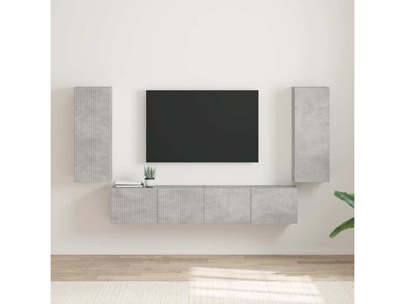  Meuble tv - banc tv - meuble de rangement mural 2 pcs béton bois d'ingénierie  - Conforama B