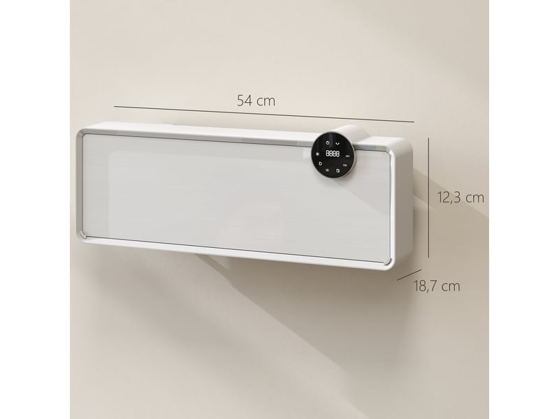  Chauffage mural en céramique 10002000w, radiateur électrique, ventilateur, thermostat, minuterie, 54x18,7x12,3cm, blanc  - Conforama E