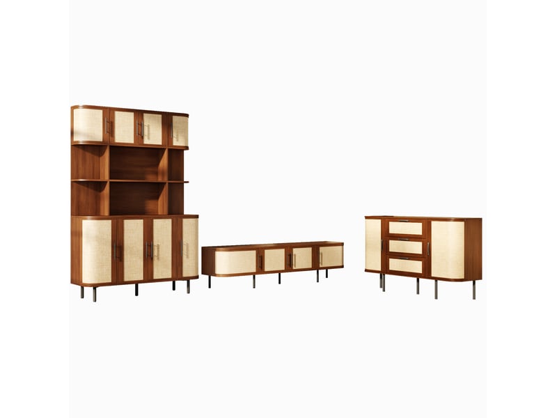  Ensemble de meubles avec meuble tv, buffet et colonne mdf noyer  - Conforama A