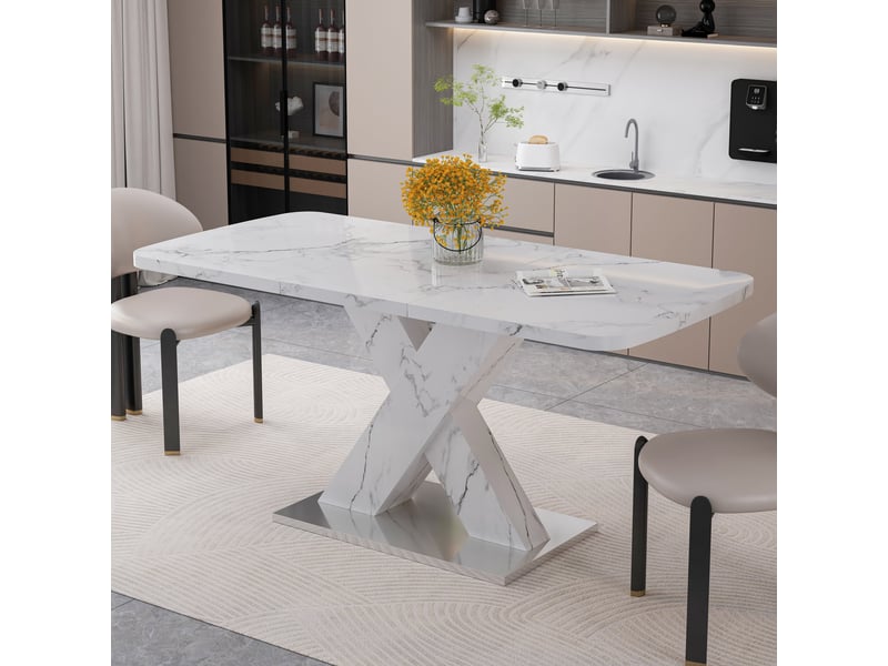  Table à manger extensible 160 x 80 cm en mdf et métal  - Conforama B
