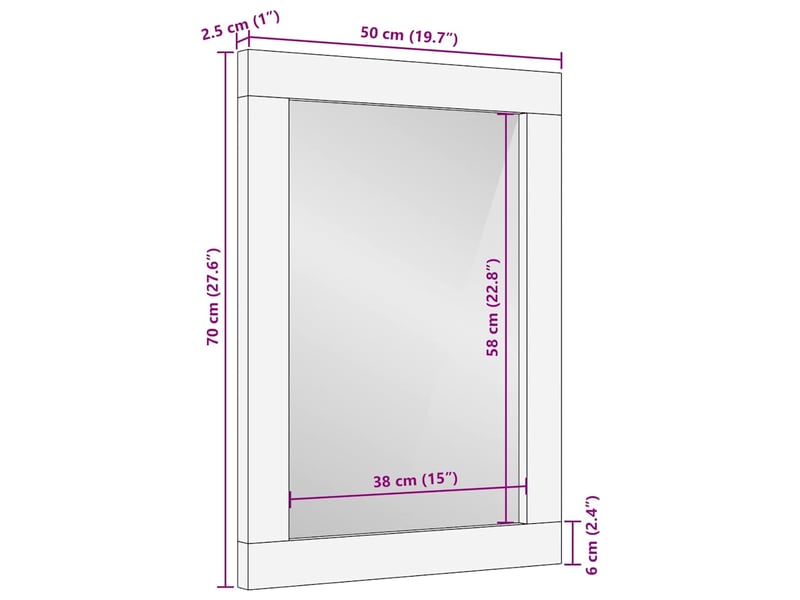  Miroir de salle de bain, miroir de toilette noir et argent 70 x 50 x 2,5 cm cf62645  - Conforama E
