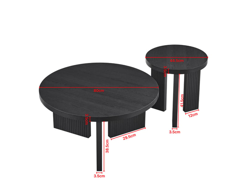  Set 2 tables basses rondes à structure rainurée - élégantes et fonctionnelles - salonbureau  - Conforama C