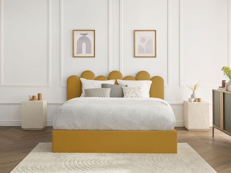  Bobochic lit coffre badja velours jaune 160x200 BADJA - Conforama D