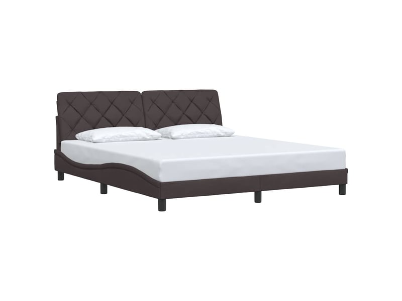 Lit adulte ; lit double ; cadre de lit marron foncé 180x200 cm tissu - Conforama D