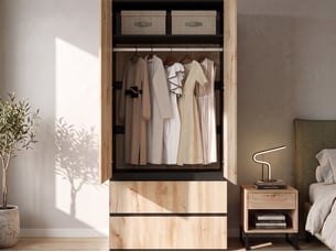 Armoire 2 porte(s) 2 tiroir(s) <strong>LEYTN</strong> <strong></strong> coloris naturel largeur 90 cm