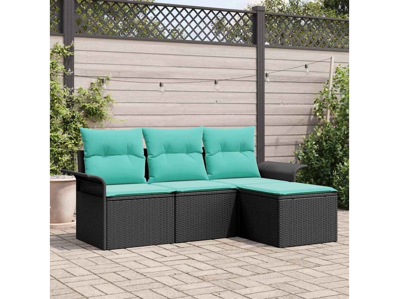  Ensemble de canapé de jardin 4 pcs, canapé d'extérieur noir polyrotin shl742  - Conforama B