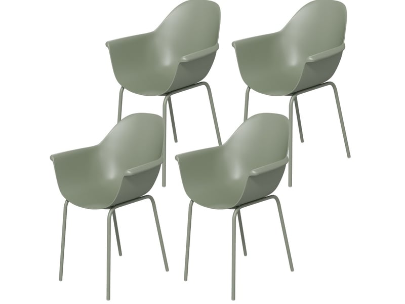  Lot de 4 chaises de jardin 59 x 55 x 84 cm – vert – accoudoirs, dossier haut et résistantes aux intempéries  - Conforama A
