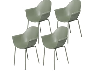 Lot de 4 chaises de jardin 59 x 55 x 84 cm – vert – accoudoirs, dossier haut et résistantes aux intempéries