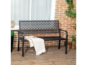 Banc de jardin,127x63x83 cm,2 places avec dossier et accoudoirs,acier,noir