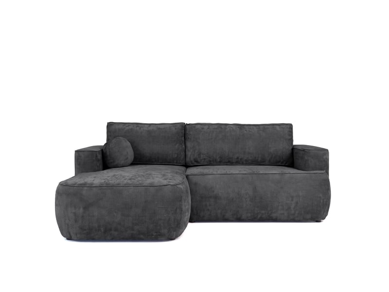  Canapé d'angle moon mini avec fonction couchage, tissu flow, gauche, anthracite (21)  - Conforama D