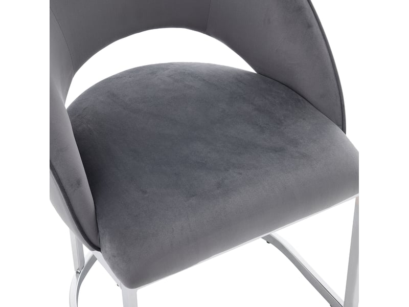  Lot de 2 chaises de salle à manger en velours gris avec pieds en métal argenté  - Conforama E