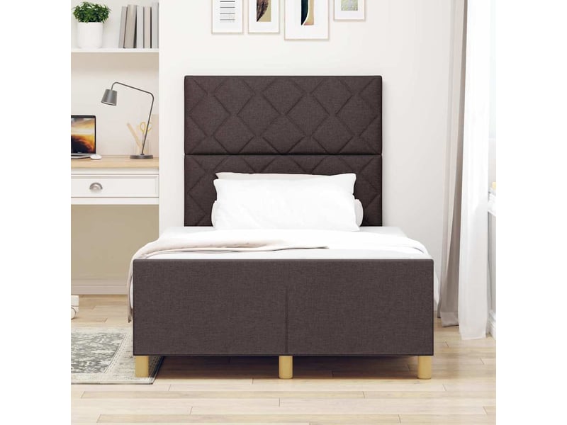 Lit double- lit adulte - cadre de lit avec tête de lit marron foncé 120 x 190 cm tissu - Conforama B