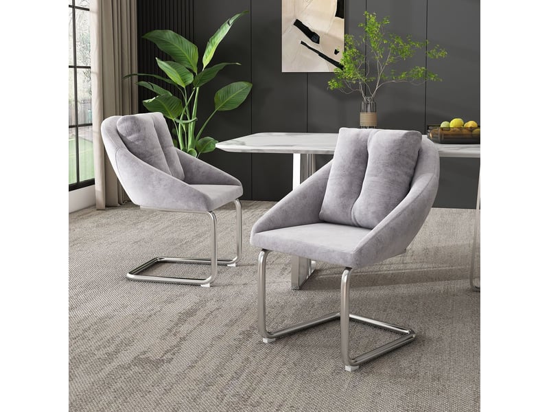  Chaise de salle à manger chaise repas dossier velours lot de chaises 6 pièces coussins inclus dossier tournant gris  - Conforama B