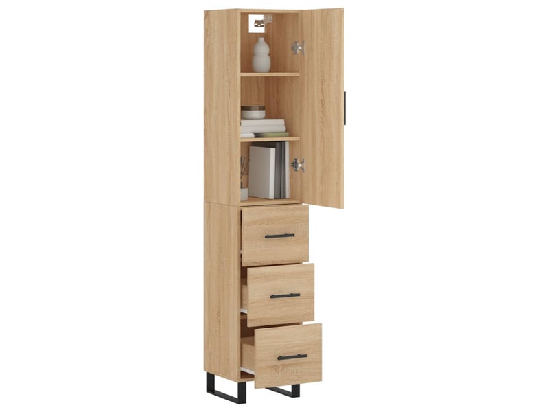  Buffet haut - bahut - meuble de rangement chêne sonoma 34,5x34x180 cm bois d'ingénierie  - Conforama C