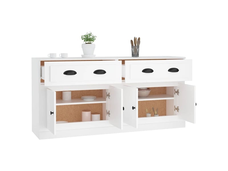 Buffets 2 pcs - bahut - meuble de rangement blanc bois d'ingénierie  - Conforama E